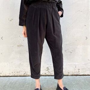Black Crane Carpenter Pants in Mid-Weight Black Velvet